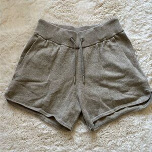 Lululemon COTTON-CASHMERE KNIT HIGH-RISE SHORT 4", Heathered Raw Linen, Sz 4
